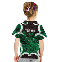 Kakariki Aotearoa Atua Tumatauenga Personalised Kid T Shirt Maori God Of War Tiki With Taiaha LT14 - Polynesian Pride