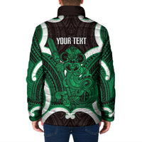 Kakariki Aotearoa Atua Tumatauenga Personalised Padded Jacket Maori God Of War Tiki With Taiaha LT14 - Polynesian Pride