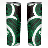 Kakariki Aotearoa Atua Tumatauenga Skinny Tumbler Maori God Of War Tiki With Taiaha LT14 Green - Polynesian Pride