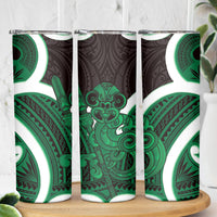Kakariki Aotearoa Atua Tumatauenga Skinny Tumbler Maori God Of War Tiki With Taiaha LT14 - Polynesian Pride