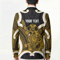 Kowhai Aotearoa Atua Tumatauenga Personalised Blazer Maori God Of War Tiki With Taiaha LT14 - Polynesian Pride