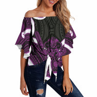 Waiporoporo Aotearoa Atua Tumatauenga Personalised Off Shoulder Wrap Waist Top Maori God Of War Tiki With Taiaha