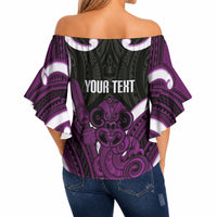 Waiporoporo Aotearoa Atua Tumatauenga Personalised Off Shoulder Wrap Waist Top Maori God Of War Tiki With Taiaha