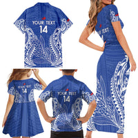 Custom Manu Samoa Rugby 2024 Family Matching Short Sleeve Bodycon Dress and Hawaiian Shirt Go Champions Samoan Tattoo LT14 - Polynesian Pride