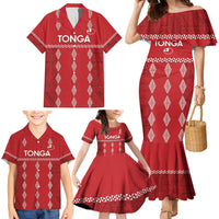 Custom Tonga Rugby 2024 Family Matching Mermaid Dress and Hawaiian Shirt Go Champions Ikale Tahi Ngatu Pattern LT14 - Polynesian Pride