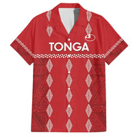 Custom Tonga Rugby 2024 Family Matching Off The Shoulder Long Sleeve Dress and Hawaiian Shirt Go Champions Ikale Tahi Ngatu Pattern LT14 Dad's Shirt - Short Sleeve Red - Polynesian Pride