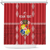 Custom Tonga Rugby 2024 Shower Curtain Go Champions Ikale Tahi Ngatu Pattern LT14 Red - Polynesian Pride