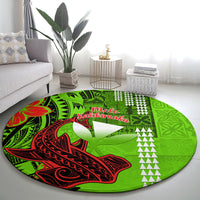 Personalised Hawaii Christmas Round Carpet Mele Kalikimaka Kakau Polynesian Shark Tattoo LT14 - Polynesian Pride