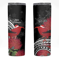Personalized Mele Kalikimaka Hawaii Skinny Tumbler I'iwi Bird With Ohia Lehua - Black Color LT14 Black - Polynesian Pride