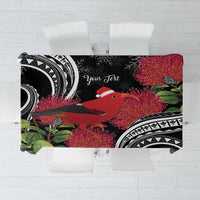 Personalized Mele Kalikimaka Hawaii Tablecloth I'iwi Bird With Ohia Lehua - Black Color LT14 Black - Polynesian Pride