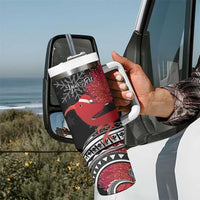 Personalized Mele Kalikimaka Hawaii Tumbler With Handle I'iwi Bird With Ohia Lehua - Black Color LT14 - Polynesian Pride