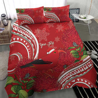 Personalized Mele Kalikimaka Hawaii Bedding Set I'iwi Bird With Ohia Lehua - Red Color LT14 - Polynesian Pride