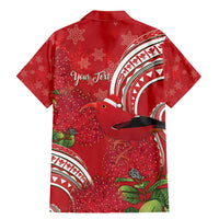 Personalized Mele Kalikimaka Hawaii Family Matching Mermaid Dress and Hawaiian Shirt I'iwi Bird With Ohia Lehua - Red Color LT14 - Polynesian Pride