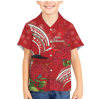 Personalized Mele Kalikimaka Hawaii Family Matching Mermaid Dress and Hawaiian Shirt I'iwi Bird With Ohia Lehua - Red Color LT14 Son's Shirt Red - Polynesian Pride