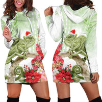Pastel Green Hawaii Chameleon Christmas Hoodie Dress Mele Kalikimaka Kakau - Watercolor LT14 - Polynesian Pride