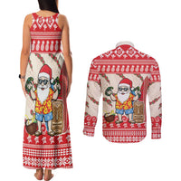 Hawaii Christmas Six Seven Couples Matching Tank Maxi Dress and Long Sleeve Button Shirt Mele Kalikimaka Funny Santa 67 Gen Alpha Slang LT14 - Polynesian Pride