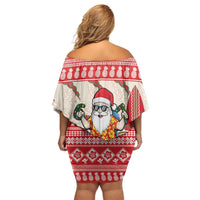 Hawaii Christmas Six Seven Off Shoulder Short Dress Mele Kalikimaka Funny Santa 67 Gen Alpha Slang - Polynesian Pride