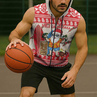 Hawaii Christmas Six Seven Sleeveless Zip Hoodie Mele Kalikimaka Funny Santa 67 Gen Alpha Slang - Polynesian Pride