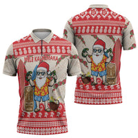 Hawaii Christmas Six Seven Zipper Polo Shirt Mele Kalikimaka Funny Santa 67 Gen Alpha Slang - Polynesian Pride