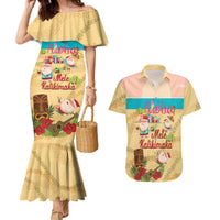 Aloha Hawaii Mele Kalikimaka Couples Matching Mermaid Dress and Hawaiian Shirt Beachy Funny Santa Hawaiian Lei LT14 Yellow - Polynesian Pride