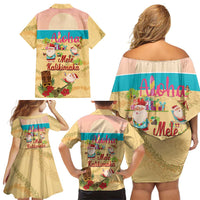 Aloha Hawaii Mele Kalikimaka Family Matching Off Shoulder Short Dress and Hawaiian Shirt Beachy Funny Santa Hawaiian Lei LT14 - Polynesian Pride