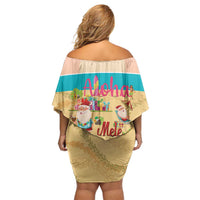 Aloha Hawaii Mele Kalikimaka Family Matching Off Shoulder Short Dress and Hawaiian Shirt Beachy Funny Santa Hawaiian Lei LT14 - Polynesian Pride
