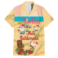 Aloha Hawaii Mele Kalikimaka Family Matching Puletasi and Hawaiian Shirt Beachy Funny Santa Hawaiian Lei LT14 Dad's Shirt - Short Sleeve Yellow - Polynesian Pride