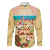 Aloha Hawaii Mele Kalikimaka Family Matching Summer Maxi Dress and Hawaiian Shirt Beachy Funny Santa Hawaiian Lei LT14 Dad's Shirt - Long Sleeve Yellow - Polynesian Pride