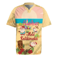 Aloha Hawaii Mele Kalikimaka Rugby Jersey Beachy Funny Santa Hawaiian Lei - Polynesian Pride