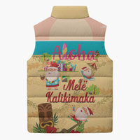 Aloha Hawaii Mele Kalikimaka Sleeveless Puffer Jacket Beachy Funny Santa Hawaiian Lei - Polynesian Pride