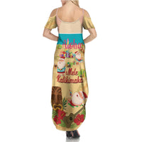 Aloha Hawaii Mele Kalikimaka Summer Maxi Dress Beachy Funny Santa Hawaiian Lei - Polynesian Pride