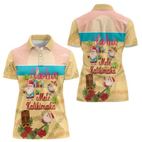Aloha Hawaii Mele Kalikimaka Women Polo Shirt Beachy Funny Santa Hawaiian Lei - Polynesian Pride