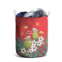 New Zealand Kakapo Christmas Laundry Basket Owl Parrot Santa Sliver Fern Manuka - Red LT14 - Polynesian Pride