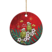 New Zealand Kakapo Christmas Ceramic Ornament Owl Parrot Santa Sliver Fern Manuka - Red - Polynesian Pride