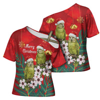New Zealand Kakapo Christmas Cross Shoulder Shirt Owl Parrot Santa Sliver Fern Manuka - Red - Polynesian Pride