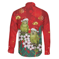 New Zealand Kakapo Christmas Family Matching Summer Maxi Dress and Hawaiian Shirt Owl Parrot Santa Sliver Fern Manuka - Red LT14 - Polynesian Pride