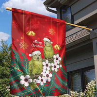 New Zealand Kakapo Christmas Garden Flag Owl Parrot Santa Sliver Fern Manuka - Red - Polynesian Pride