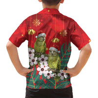 New Zealand Kakapo Christmas Hawaiian Shirt Owl Parrot Santa Sliver Fern Manuka - Red - Polynesian Pride