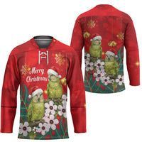 New Zealand Kakapo Christmas Hockey Jersey Owl Parrot Santa Sliver Fern Manuka - Red LT14 - Polynesian Pride