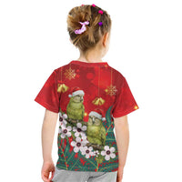 New Zealand Kakapo Christmas Kid T Shirt Owl Parrot Santa Sliver Fern Manuka - Red LT14 - Polynesian Pride