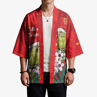New Zealand Kakapo Christmas Kimono Owl Parrot Santa Sliver Fern Manuka - Red - Polynesian Pride