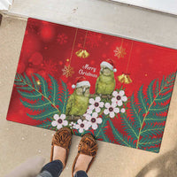 New Zealand Kakapo Christmas Rubber Doormat Owl Parrot Santa Sliver Fern Manuka - Red - Polynesian Pride