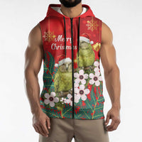 New Zealand Kakapo Christmas Sleeveless Zip Hoodie Owl Parrot Santa Sliver Fern Manuka - Red LT14 - Polynesian Pride
