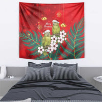 New Zealand Kakapo Christmas Tapestry Owl Parrot Santa Sliver Fern Manuka - Red - Polynesian Pride