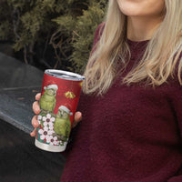 New Zealand Kakapo Christmas Tumbler Cup Owl Parrot Santa Sliver Fern Manuka - Red - Polynesian Pride