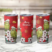 New Zealand Kakapo Christmas Tumbler Cup Owl Parrot Santa Sliver Fern Manuka - Red - Polynesian Pride