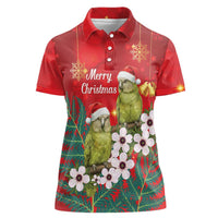 New Zealand Kakapo Christmas Women Polo Shirt Owl Parrot Santa Sliver Fern Manuka - Red LT14 Female Red - Polynesian Pride