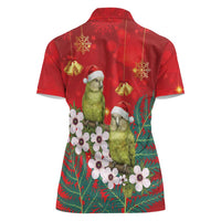New Zealand Kakapo Christmas Women Polo Shirt Owl Parrot Santa Sliver Fern Manuka - Red LT14 - Polynesian Pride