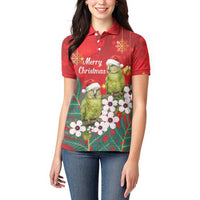 New Zealand Kakapo Christmas Women Polo Shirt Owl Parrot Santa Sliver Fern Manuka - Red - Polynesian Pride