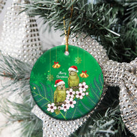 New Zealand Kakapo Christmas Ceramic Ornament Owl Parrot Santa Sliver Fern Manuka - Green - Polynesian Pride